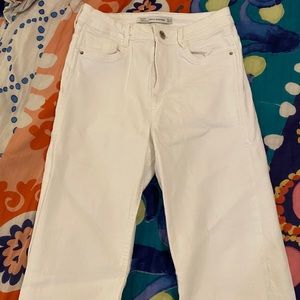 zara white denim jeans